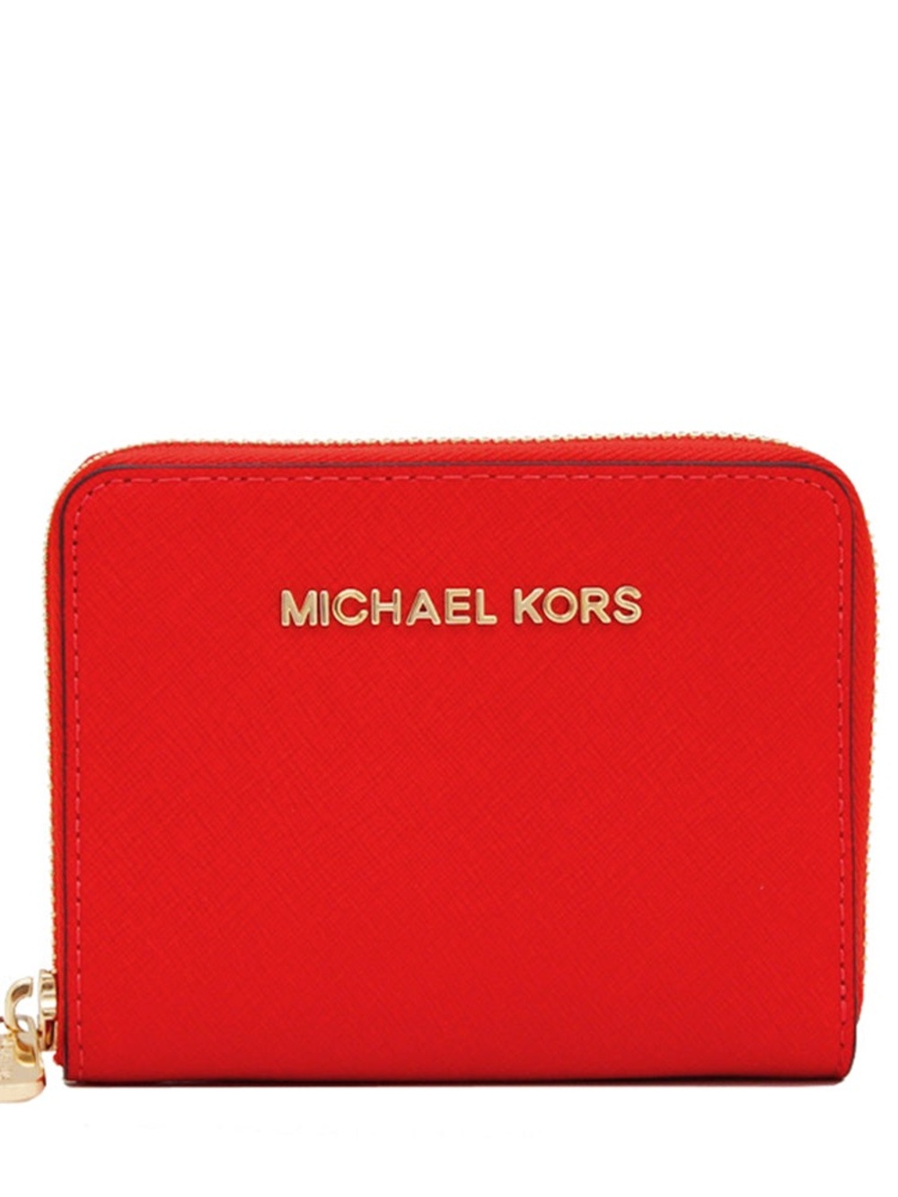 Michael Kors Red Zip-Around Wallet with Gold Logo